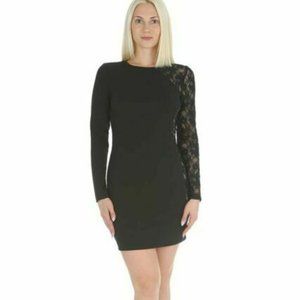 BEBE Long Sleeve Lace Insert Dress Sz 6 ,8#0340-D